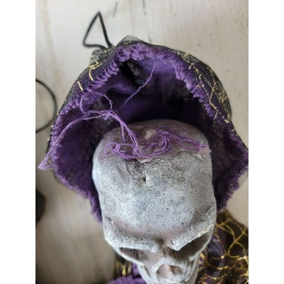 Spider web Grim Reaper AS IS hanging skeleton Halloween set decor - Picture 6 of 11